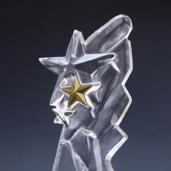ADL New Design Crystal Clear Transparent Glass Star Trophy Awards for Business Company Souvenir Gifts