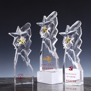 ADL New Design Crystal Clear Transparent Glass Star Trophy Awards for Business Company Souvenir Gifts