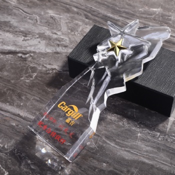 ADL New Design Crystal Clear Transparent Glass Star Trophy Awards for Business Company Souvenir Gifts