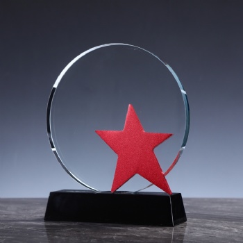 ADL 2023 New Design Round Crystal Glass Trophy Awards Star Thumb Hand Trophy Awards Three Colors Awards