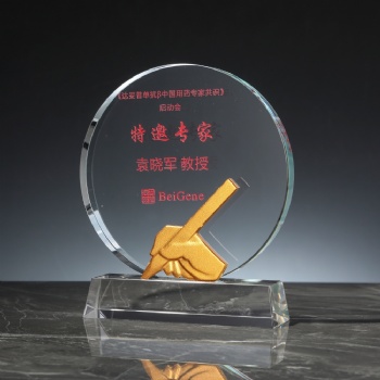 ADL 2023 New Design Round Crystal Glass Trophy Awards Star Thumb Hand Trophy Awards Three Colors Awards