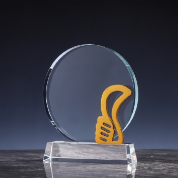 ADL 2023 New Design Round Crystal Glass Trophy Awards Star Thumb Hand Trophy Awards Three Colors Awards