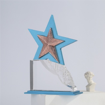 ADL Climbing to the Peak Crystal Glass Trophy Awards Star Metal Trophy Award for First Award Business Gifts