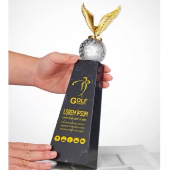 ADL 2023 New Design Metal Engle Ball Crystal Glass Sports Trophy Awards for Decoration Sport Crystal Crafts