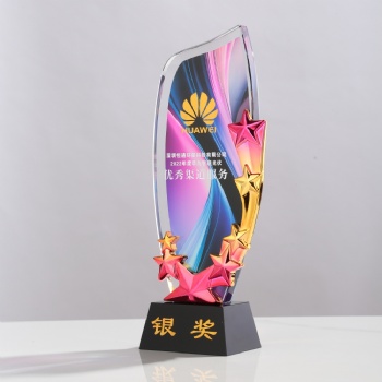 Colorful Painted Background Crystal Glass Horse Stars Trophy Awards Engraved Logo Business Crystal Crafts