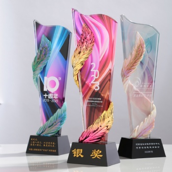 Colorful Painted Background Crystal Glass Horse Stars Trophy Awards Engraved Logo Business Crystal Crafts