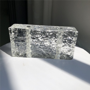 50*100*200mm New Design Stone Pattern Clear White Transparent Crystal Glass Brick Blocks with Holes for Decoration