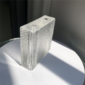 150*150*50mm New Design Raw Pattern Clear White Transparent Crystal Glass Brick Blocks with Holes for Bathroom Building