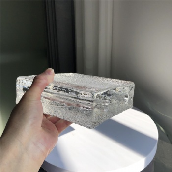 150*150*50mm New Design Raw Pattern Clear White Transparent Crystal Glass Brick Blocks with Holes for Bathroom Building