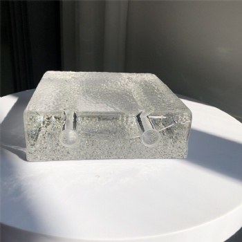 150*150*50mm New Design Raw Pattern Clear White Transparent Crystal Glass Brick Blocks with Holes for Bathroom Building