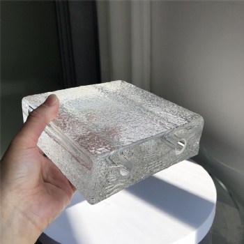 150*150*50mm New Design Raw Pattern Clear White Transparent Crystal Glass Brick Blocks with Holes for Bathroom Building