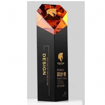 ADL High-Quality Crystal Glass Black Amber Color Trophy Awards for Business Souvenir Gifts First Awards Events
