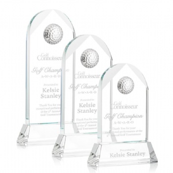 ADL Customized Crystal Glass Awards Trophy with Golf Ball for School Awards Sports Trophy Crystal Crafts for Souvenir