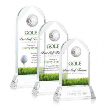 ADL Customized Crystal Glass Awards Trophy with Golf Ball for School Awards Sports Trophy Crystal Crafts for Souvenir