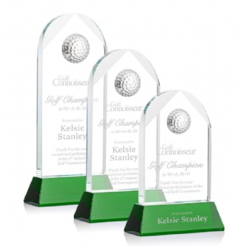 ADL Customized Crystal Glass Awards Trophy with Golf Ball for School Awards Sports Trophy Crystal Crafts for Souvenir