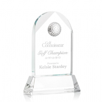 ADL Customized Crystal Glass Awards Trophy with Golf Ball for School Awards Sports Trophy Crystal Crafts for Souvenir