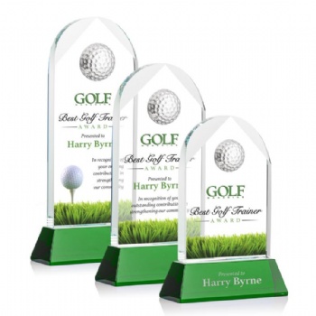 ADL Customized Crystal Glass Awards Trophy with Golf Ball for School Awards Sports Trophy Crystal Crafts for Souvenir