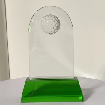 ADL Customized Crystal Glass Awards Trophy with Golf Ball for School Awards Sports Trophy Crystal Crafts for Souvenir