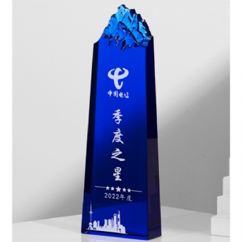 Adl Wholesales Acrylic Awards High-Quality Mountain Shape Crystal Glass Trophy Awards Black Blue Clear White Awards