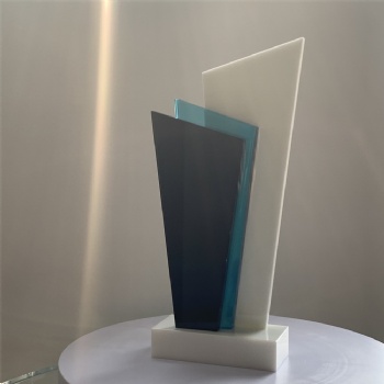 ADL Creative New Design Crystal Glass Marble Stone Trophy Awards with Customized Words and Logo for Crystal Glass Crafts