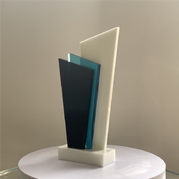 ADL Creative New Design Crystal Glass Marble Stone Trophy Awards with Customized Words and Logo for Crystal Glass Crafts