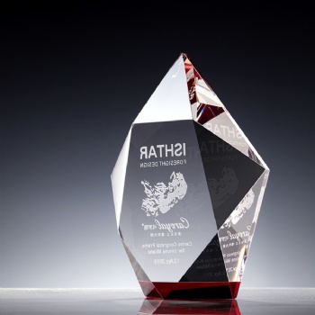 New Design Transparent customization Crystal Glass Trophy Anniversary Trophies Awards