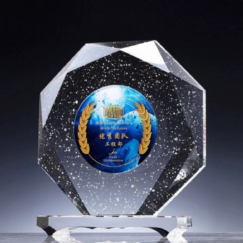 Custom Carved Blank Transparent Bubble Crystal Trophy For Corporate Awards and Coding Competitions
