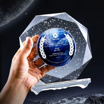 Custom Carved Blank Transparent Bubble Crystal Trophy For Corporate Awards and Coding Competitions