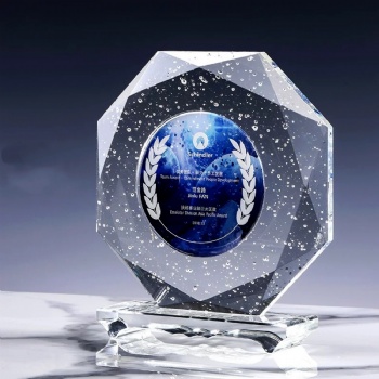 Custom Carved Blank Transparent Bubble Crystal Trophy For Corporate Awards and Coding Competitions
