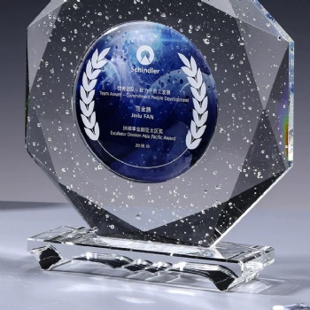 Custom Carved Blank Transparent Bubble Crystal Trophy For Corporate Awards and Coding Competitions