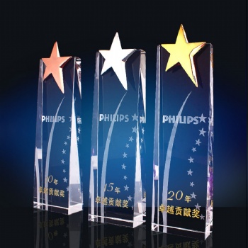 Classic K9 Blank Customized Metal Star Crystal Trophy and Award Glass Plaque Sport Awards