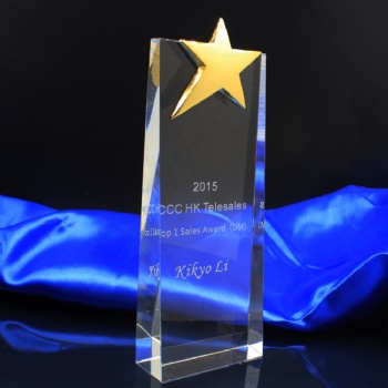 Classic K9 Blank Customized Metal Star Crystal Trophy and Award Glass Plaque Sport Awards
