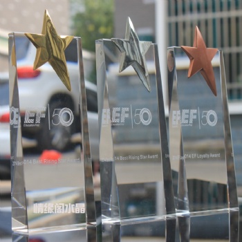 Classic K9 Blank Customized Metal Star Crystal Trophy and Award Glass Plaque Sport Awards