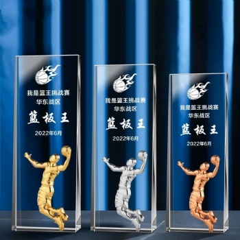 Custom Engraved Creative Design Metal Awards Irregular Shape Sports Crystal Glass Metal Trophy