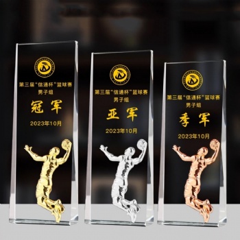 Custom Engraved Creative Design Metal Awards Irregular Shape Sports Crystal Glass Metal Trophy