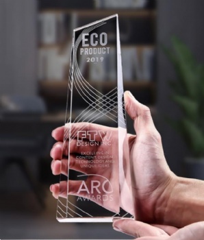 High-Grade Trophy Custom Crystal Handicraft Souvenirs Transparent Fashionable Crystal Glass Trophy