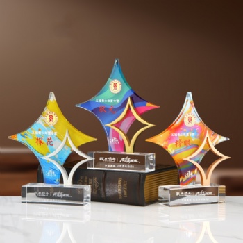 New arrival Creative new design Metal Star Crystal Glass Trophy trophy business souvenir