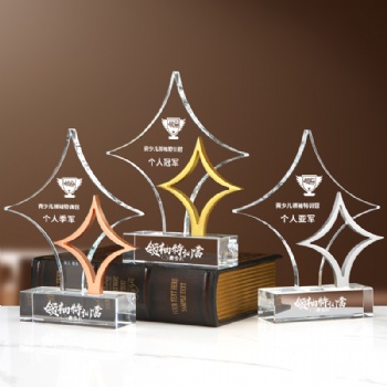 New arrival Creative new design Metal Star Crystal Glass Trophy trophy business souvenir