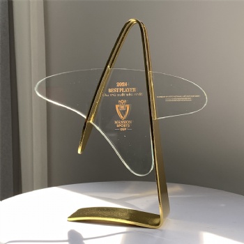 ADL 2024 New Design Crystal Glass Star Metal Trophy Awards with Customized Words and Logo for Crystal Glass Crafts