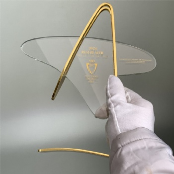 ADL 2024 New Design Crystal Glass Star Metal Trophy Awards with Customized Words and Logo for Crystal Glass Crafts
