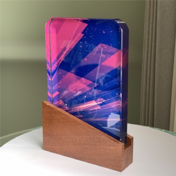ADL Crystal Glass Wooden Trophy Awards Colored Plaques with Customized Words for Crystal Glass Crafts Business Gifts