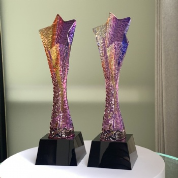 ADL New Design 2024 Star Crystal Glass Trophy Awards for Plaques with Customized Design Crystal Glass Crafts Business Gifts
