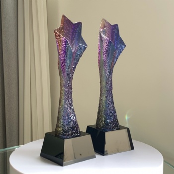 ADL New Design 2024 Star Crystal Glass Trophy Awards for Plaques with Customized Design Crystal Glass Crafts Business Gifts