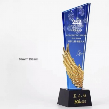 ADL Wholesale Hot Sale Customized Logo Colorful Background Crystal Glass Trophy Awards Painted Crystal Crafts