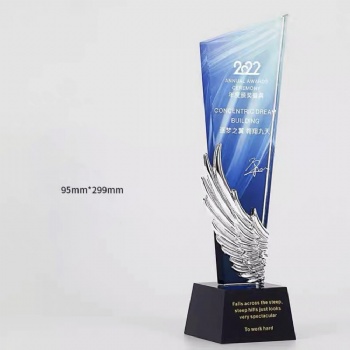 ADL Wholesale Hot Sale Customized Logo Colorful Background Crystal Glass Trophy Awards Painted Crystal Crafts