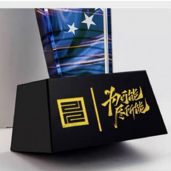 ADL Wholesale Hot Sale Customized Logo Colorful Background Crystal Glass Trophy Awards Painted Crystal Crafts
