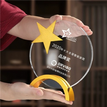 ADL New Design Star Crystal Awards Metal Trophy Awards with Clear Glass High-Quality Crystal Glass Trophy Awards