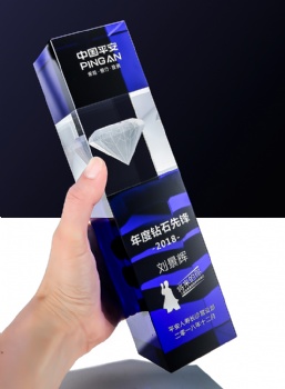 New Design Acrylic Awards Blue Laser Diamond Trophy Crystal Antique Gold Metal Crystal Award Trophy Glass Trophy Crystal