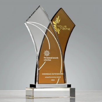 ADL Crystal Glass Trophy Awards Blue Black Award for Business Gifts Glass Crafts for Souvenir