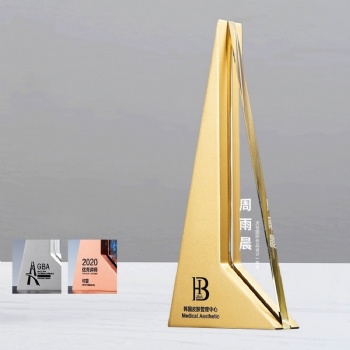 ADL Metal Triangular Crystal Glass Trophy Awards Morden Crystal Crafts for Crystal Business Trophy School Awards